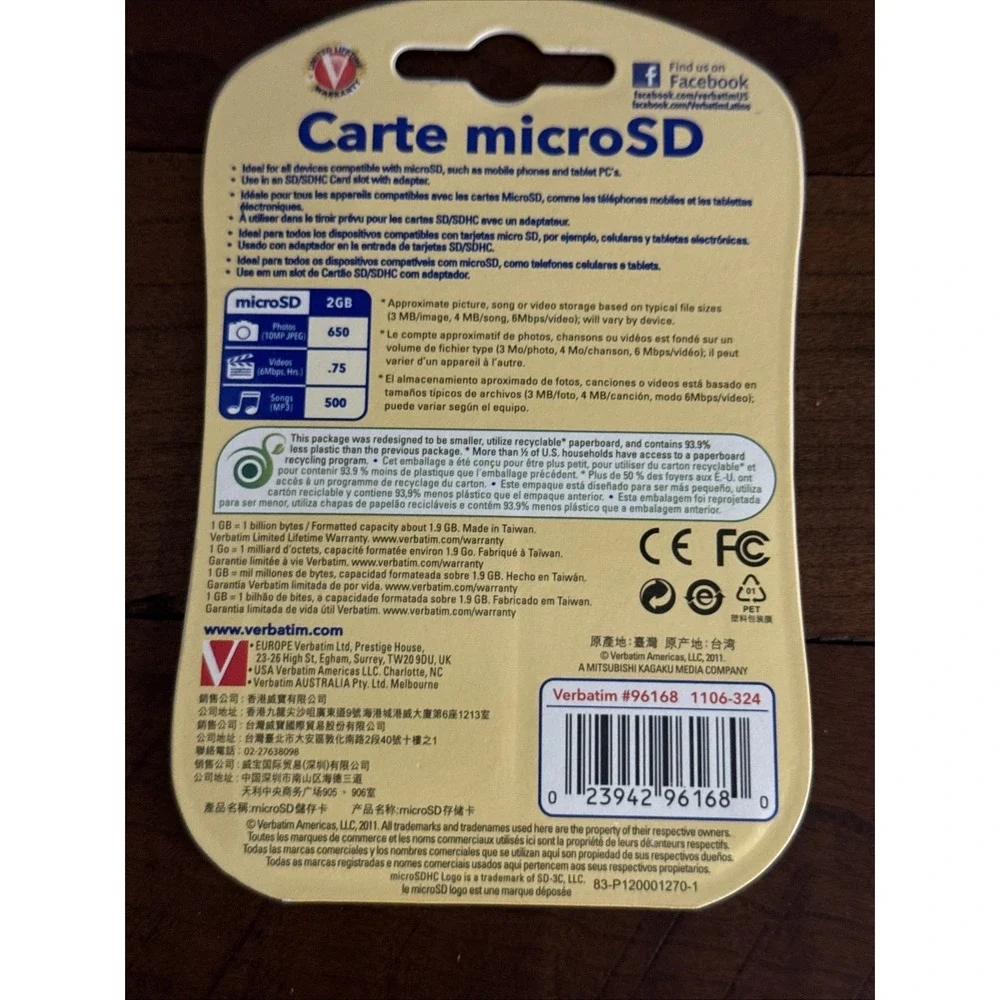 Verbatim microSD Card 2GB (w/SD adapter)